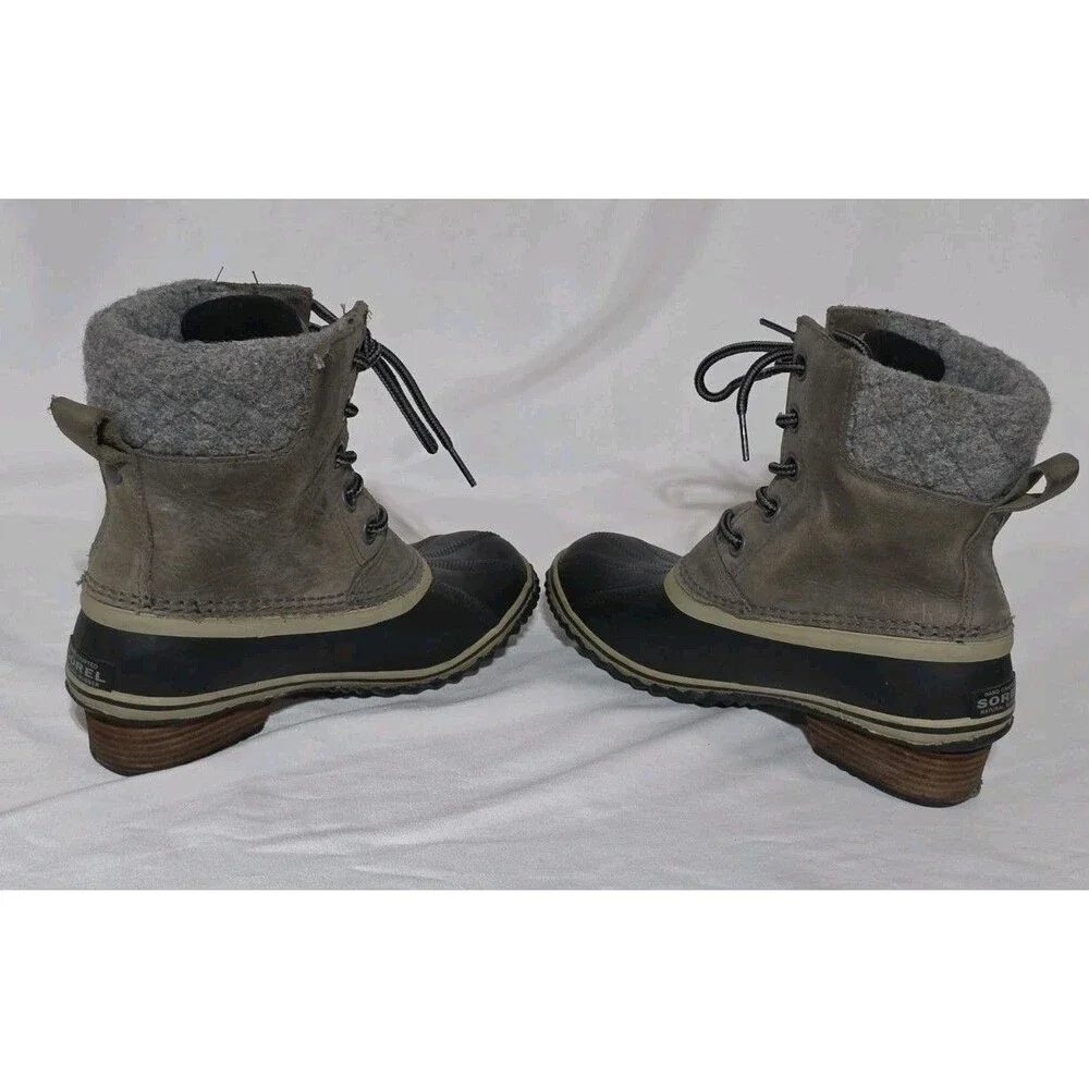 Sorel Slimpack II Lace Boots Waterproof Duck Snow Grey Womens Size 7.5 EUC